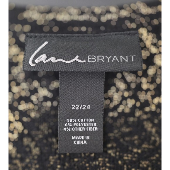 Lane Bryant Black Gold Metallic Faux Wrap Sweater Dress Soft Cotton Womens Sz 22 - Picture 9 of 10